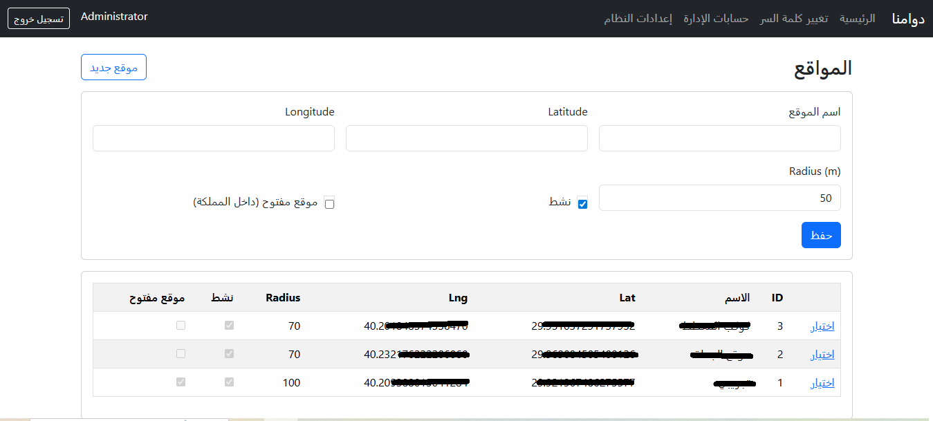المواقع - الأدمن
